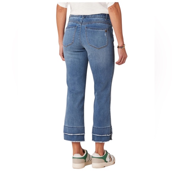 Democracy Ab"solution Mid Blue Kick Flare Jeans with Double Layer Fray Hem - Picture 3 of 8